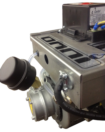 Omni waste (used) oil burner: on-board air compressor (back view).