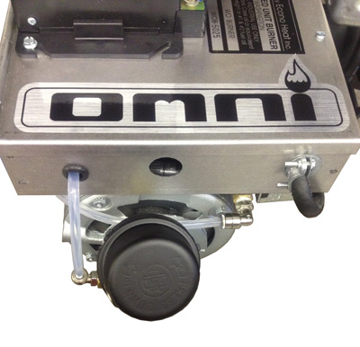 Omni waste (used) oil burner: on-board air compressor air filter.